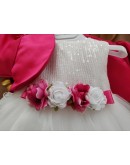 Abito bimba con coprispalle fuxia verde